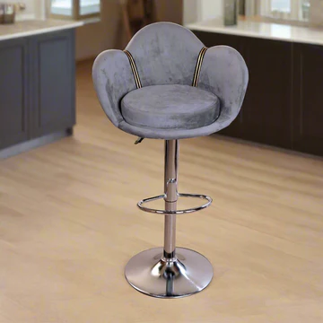 كرسي بار هيدروليك متحرك-ورده رمادى